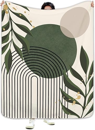 Miniatura 9 de Miyotaa Manta de flores retro verde salvia naranja de 50 pulgadas de ancho x 60 pulgadas de alto, Matisse Groovy 70s, regalo estético moderno y