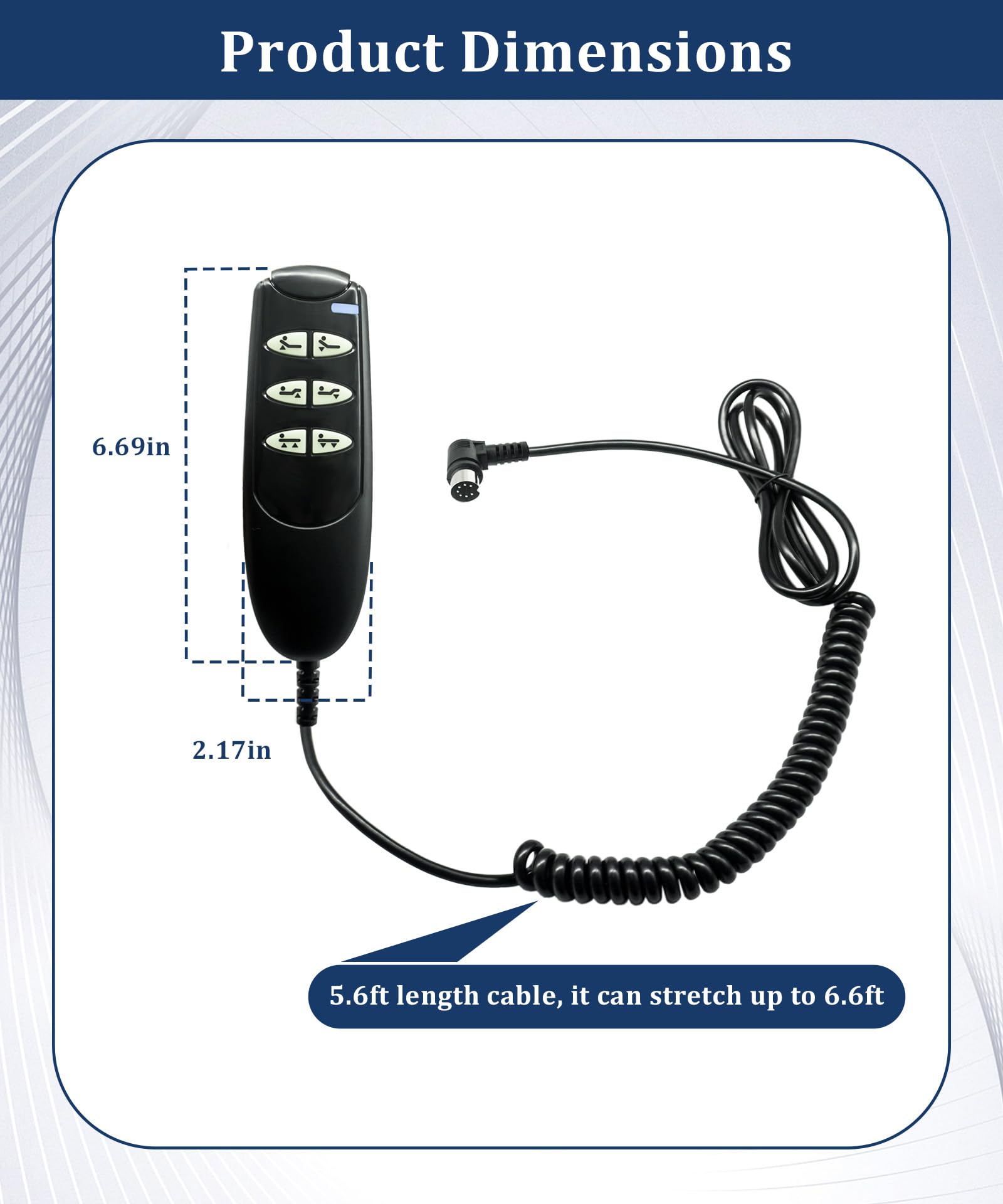 Mando a distancia de 6 botones y 7 pines 15033HC-G | Compatible con modelos de cama de hospital eléctrica Drive Medical Delta Ultra-Light 1000 Full-15033 y 15235