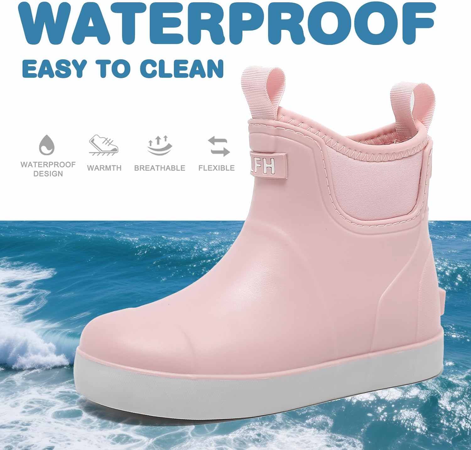 Kids Deck Boots Boys Rain Boots Girls Rubber Ankle Boots Water Shoes, Non-slip Waterproof Outdoor Fishing Shoes for Childs School Play Footwear