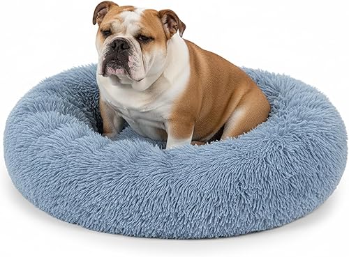 Miniatura 18 de PetAmi Cama calmante para perros y gatos pequeños y medianos, 23 camas redondas en forma de dona, cama lavable y esponjosa de piel sintética para