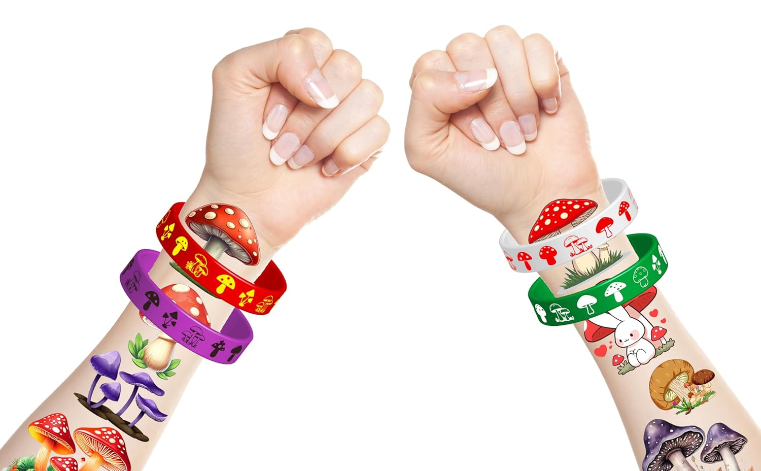 216 PCS Mushroom Cutie Themed Tattoos Temporary Stickers Birthday Party Favors Supplies Decorations Goodie Bag Tattoos - Image 2