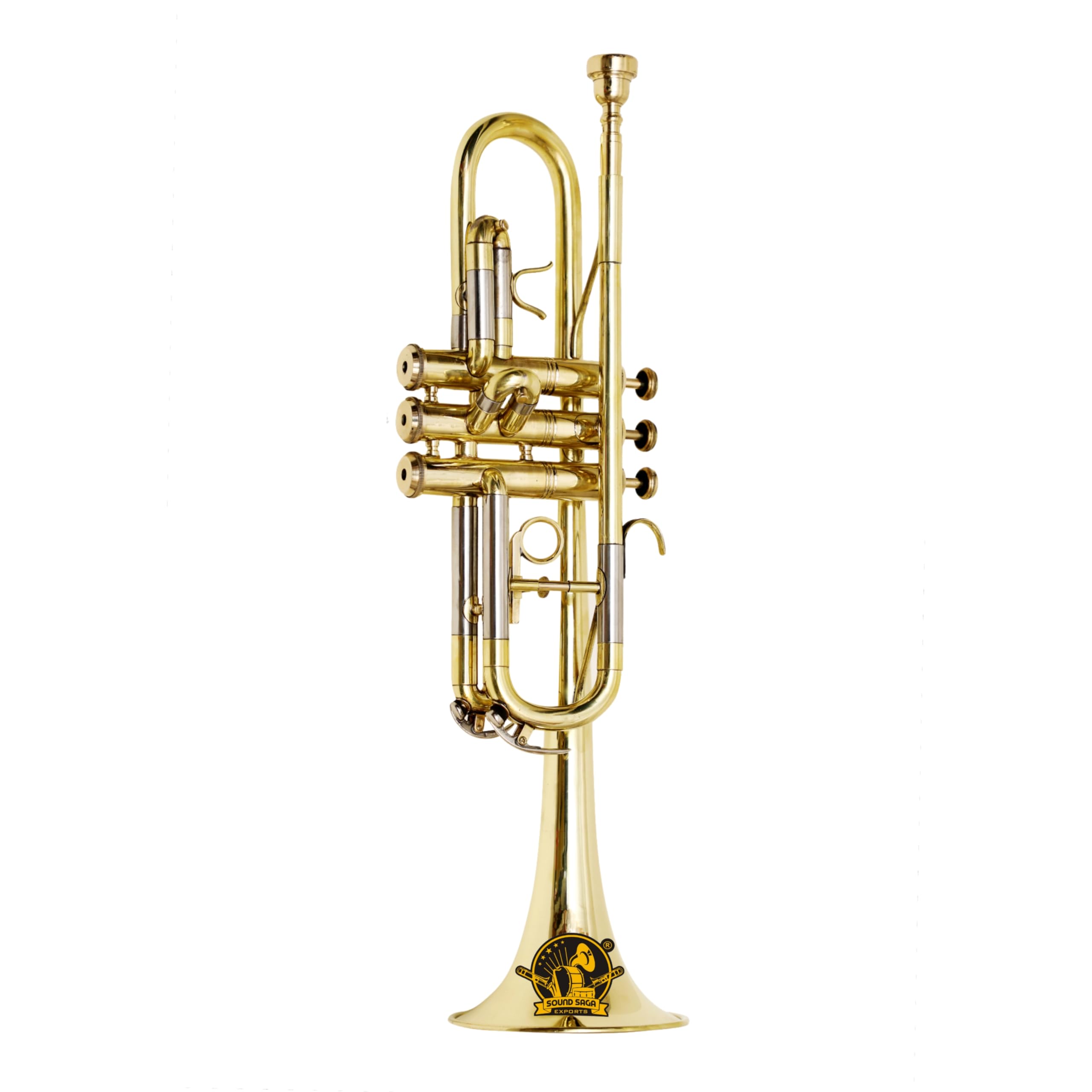C Pitch BB trąbka w mosiężnym wykończeniu, gładkie działanie zaworu, instrument mosiężny dla orkiestry, zespołu koncertowego, studentów i średnio zaawansowanych graczy z ustnikiem i twardym etui