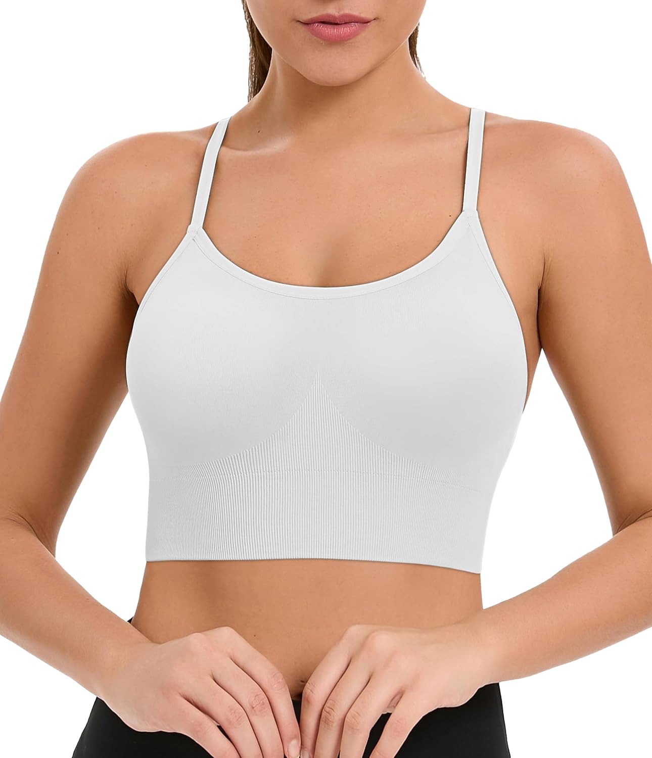 Comper Sports Bra for Women Low Support Y Back Workout Bras Sexy Spaghetti Thin Straps Yoga Bras with Removable Pads - Image 2