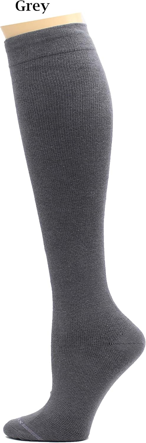REXX 3 Pairs Women's Knee-high Therapeutic Graduated Anti-Fatigue 8-15mmHg Combed Cotton Compression Socks