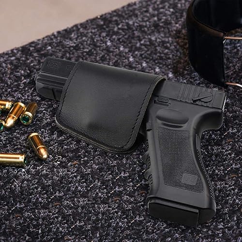 Miniatura 6 de Caza pistolera negro pistola pistola clip bolsa para G1ock 17 18 19 1911 Beretta 92 pistola táctica IWB OWB fundas de cuero