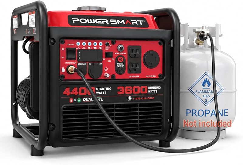 4400W Dual Fuel Inverter Generator, Gas and Propane Portable Generator with 223cc Engine, 30A RV Ready, Auto Switch, EPA, CO Sensor, Parallel Ready, for Home Use, Camping Outdoor | 2026