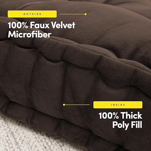 Miniatura 3 de Sweet Home Collection Cojín decorativo cuadrado grande con copetudo, tela de terciopelo sintético, relleno ultra grueso para niños y adultos, 1