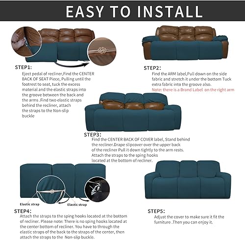 Miniatura 425 de Funda elástica para sofá reclinable de fácil colocación, Tela mezcla de poliéster Algodón, Arena