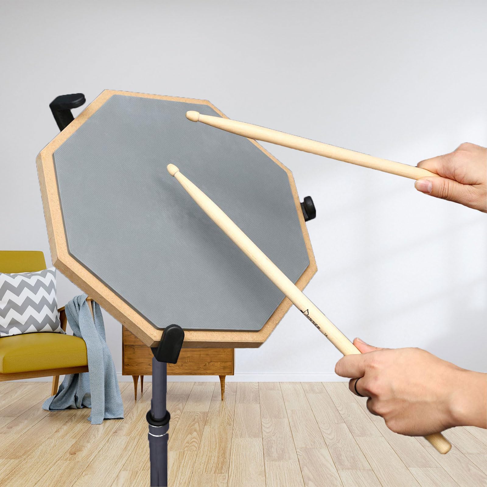 Drum Practice Pad, cichy klocek do ćwiczeń, gumowa podkładka na bębny, zapewnia doskonałe właściwości pochłaniające wstrząsy i amortyzację, 8 cali