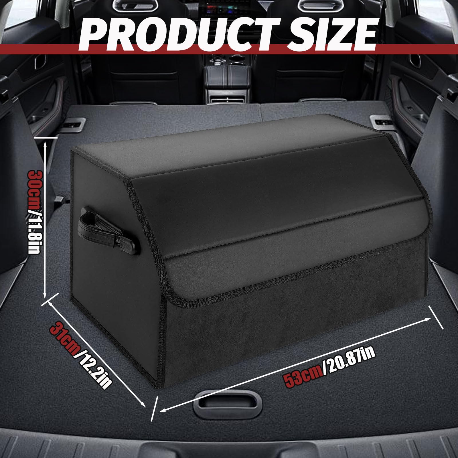 Contenitore per Bagagliaio Auto, Borsa Porta Attrezzi Veicoli, Borsa del Bagagliaio, Organizer per Auto Pieghevole, Organizer da Campeggio Impermeabile con Coperchio, in pelle