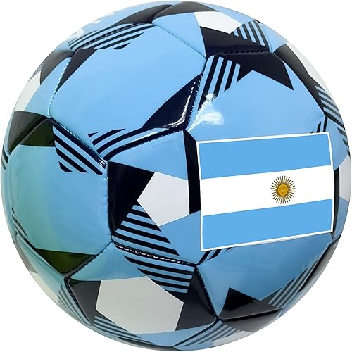 Miniatura 5 de Icon Sports Balón de fútbol argentino, talla 5 y 4, pelota de bandera de Argentina Copa del Mundo Selección Nacional País