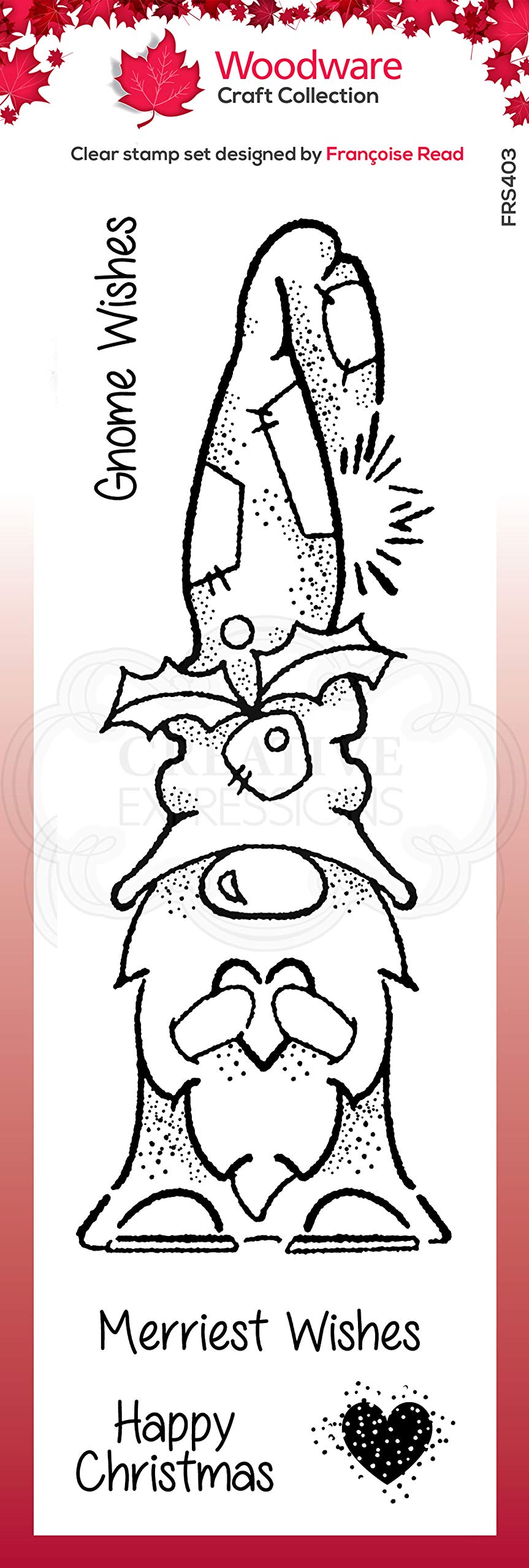 Woodware Francoise Collection-Clear Magic-Gnome Wishes-Stamp Set, A6