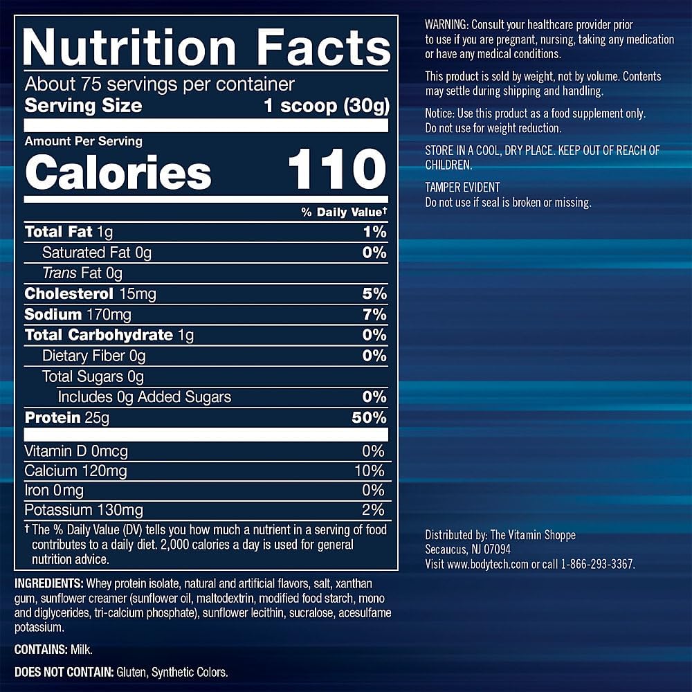 BodyTech Whey Protein Isolate Powder - 25g Protein per Serving with BCAAs - Fast-Absorbing for Muscle Growth & Recovery - Cinnamon Cereal (5 lb, 75 Servings)