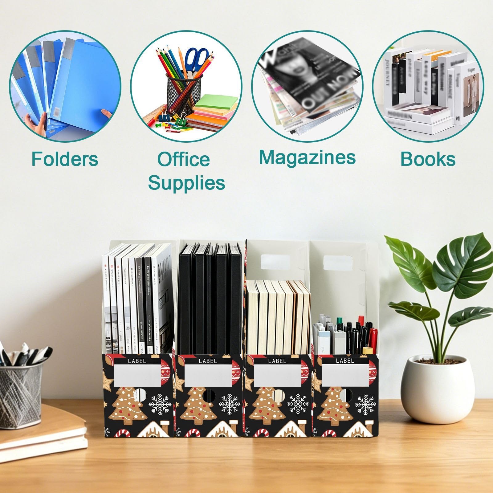 Cartone animato Natale nero File Organizer con archiviazione verticale