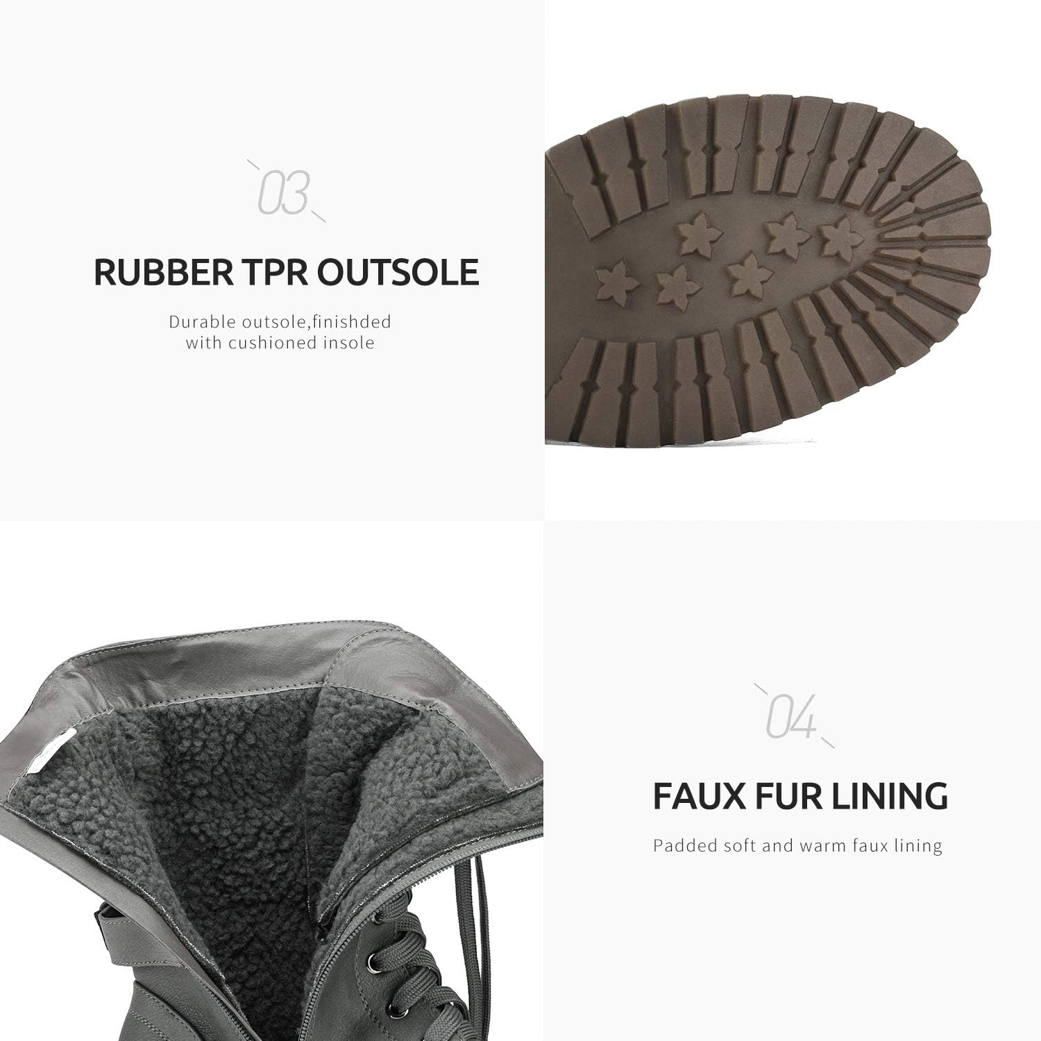 Miniatura 5 de DREAM PAIRS Women's Faux Fur Lined Mid Calf Riding Combat Boots