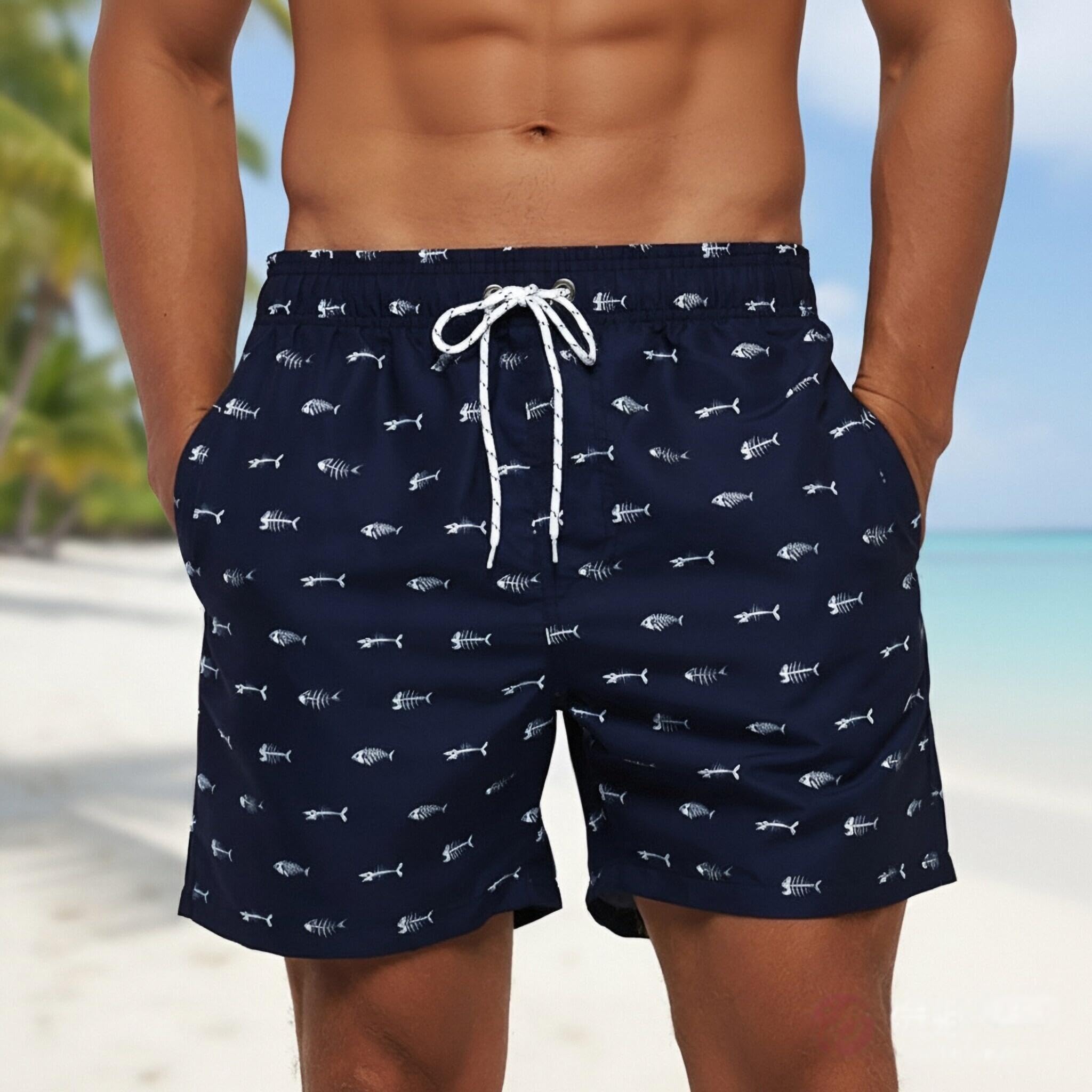 Pantalones cortos casuales para hombre, con cordón, para verano, playa, elásticos, de sarga, pantalones cortos de golf — view 6