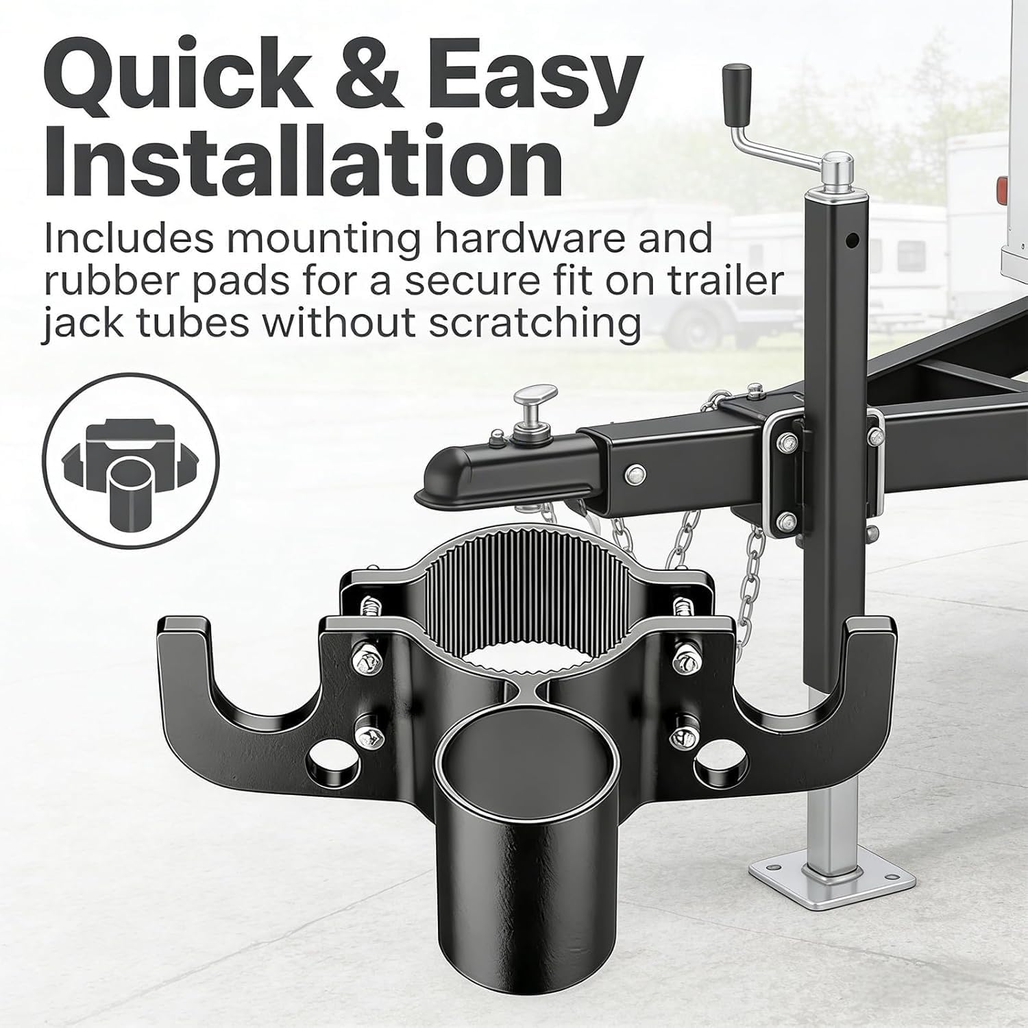 Aluminum Trailer Towing Chain Organizer, Heavy Duty 7-Way Plug Holder for 2" to 2-1/2" Tongue Jacks, Anti-Scratch Trailer Accessories for RVs, Campers & Travel Trailers (2PCS)