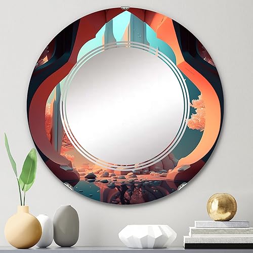 Miniatura 7 de Futuristic Architectural Building II - Espejo de tocador, espejos de baño, espejos de pared para sala de estar, dormitorio, espejo ovalado, grande,