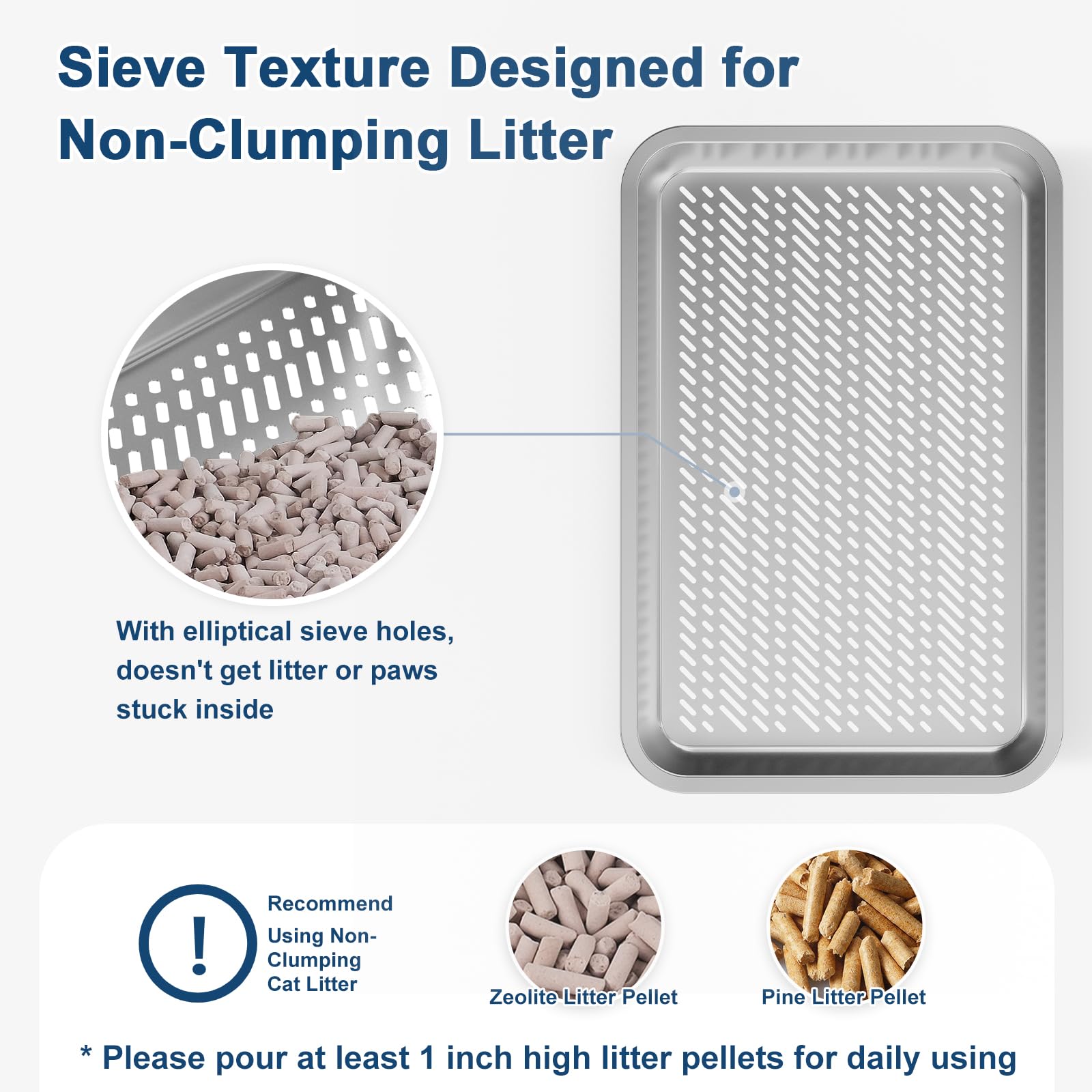 23.6''x16''x12'' Enclosed Stainless Steel Litter Box with Lid, XL Sifting Litter Box for Pine Pellets, High Sides Metal Litter Box System for Big Cats, Anti-Leakage, Easy Cleaning, Less Tracking - image 4