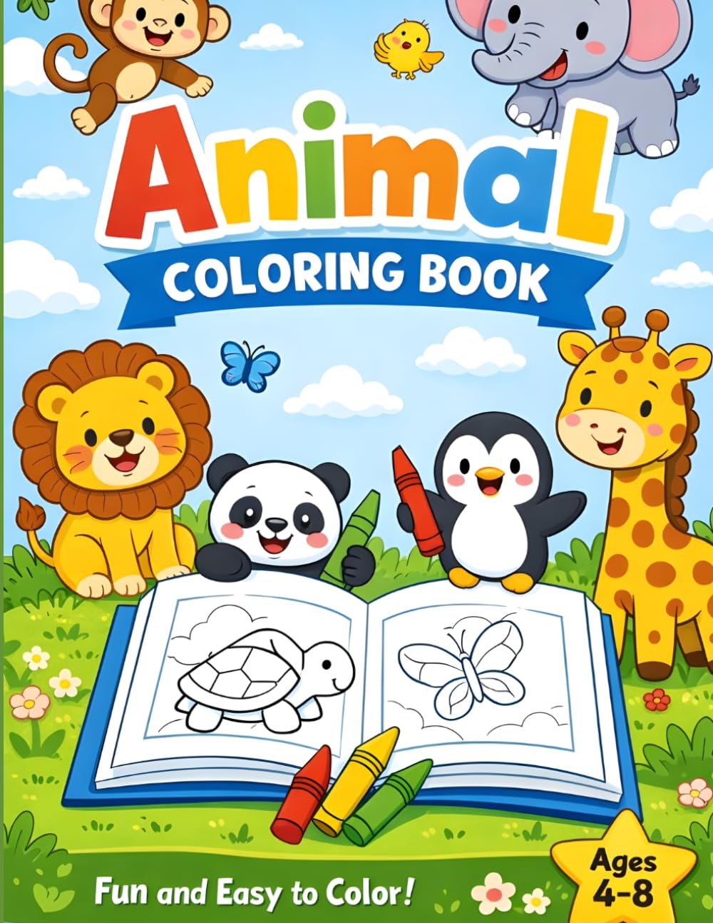 Animal Coloring Book for Kids Aged 4–8: Fun and Easy Animal Illustrations to Inspire Creativity and Early Learning