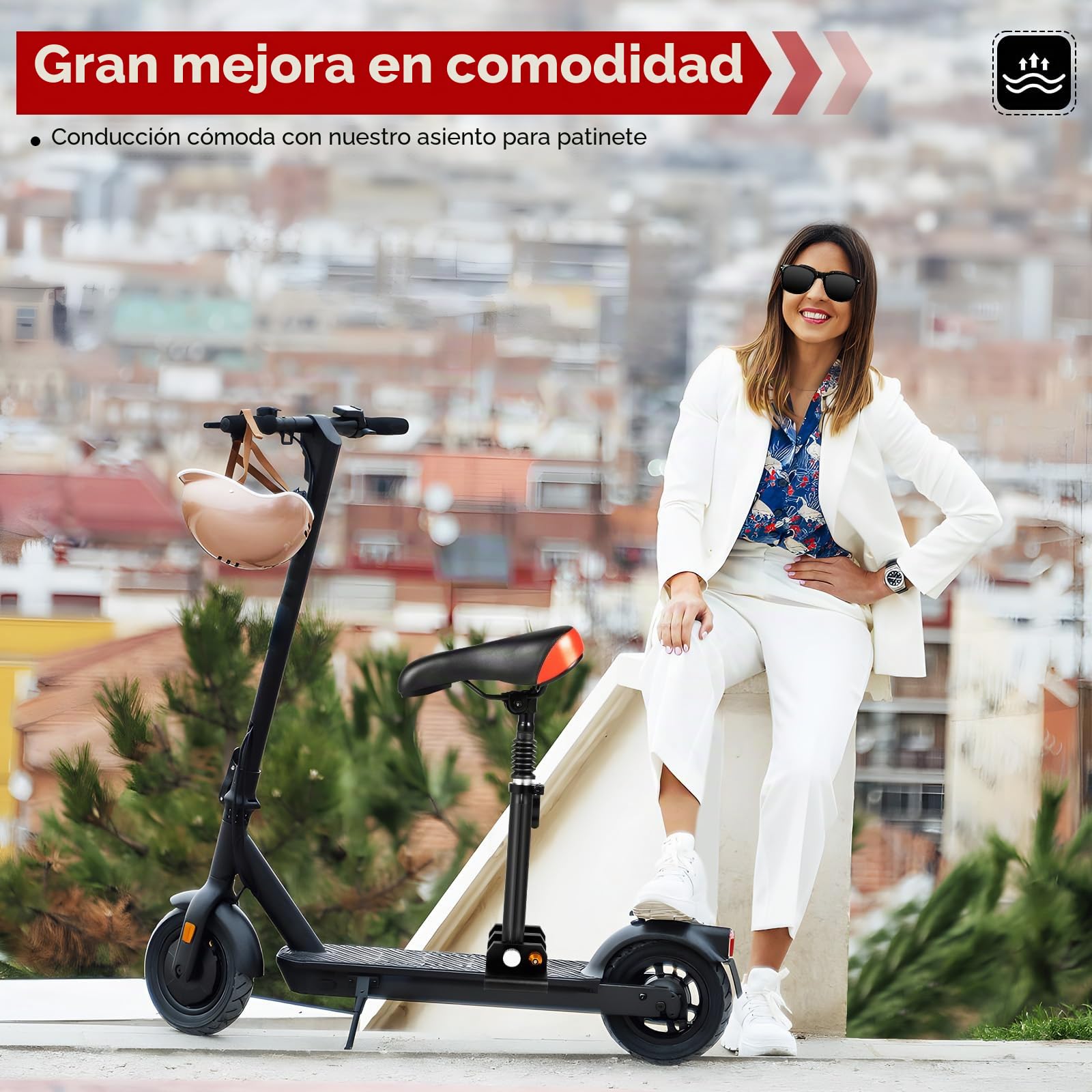 Cojín de asiento para scooter y eléctrico, profesional, ajustable, 40 – 60 cm, para Xiaomi M365 scooter eléctrico, absorción de impactos