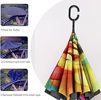 Vista 112 de SIEPASA Paraguas invertido invertido de 49/56 pulgadas, doble toldo extra grande, ventilado, resistente al viento, impermeable, paraguas de golf