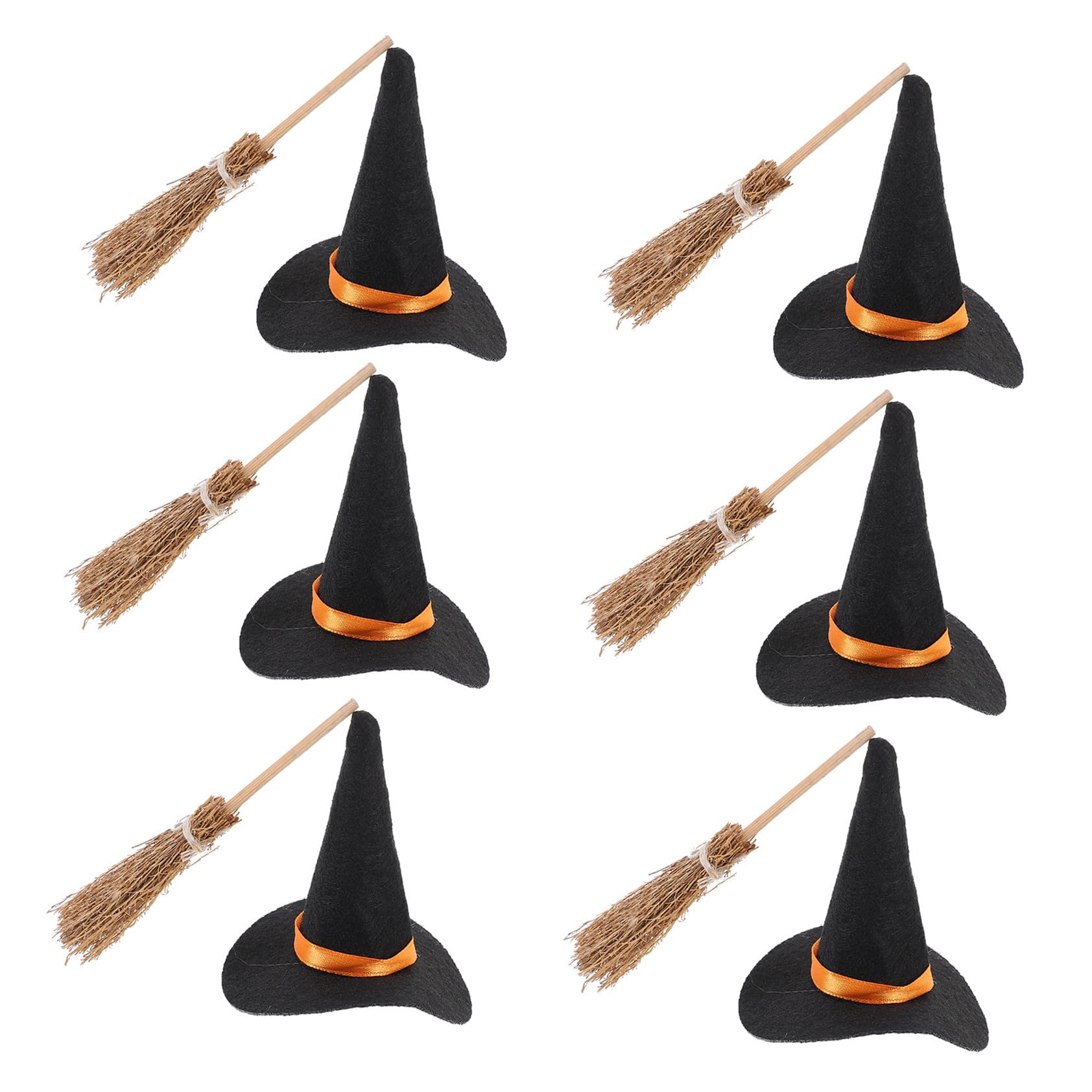 Mini Cappello da Strega e Mini Scopa Accessorio per Lavoretti Fai da Te Modelli Creativi in Legno e Decorazioni per Feste di Halloween e