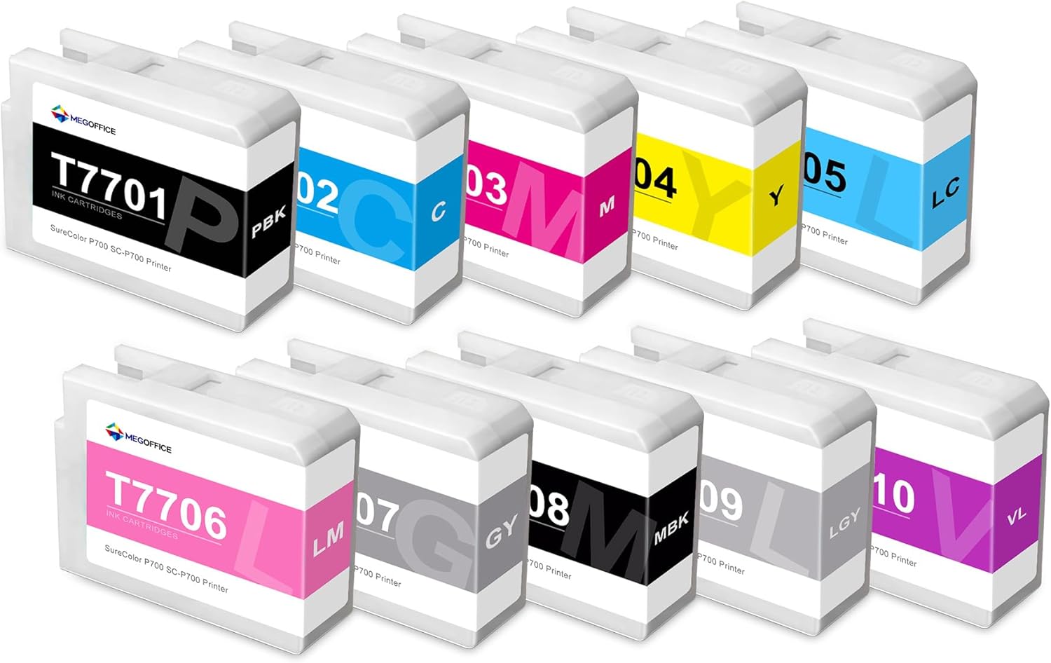 Remanufactured Ink Cartridge Replacement for 770 T770 Ink Cartridges 10 Pack for T770020 T770120 T770220 T770320 T770420 T770520 T770620 T770720 T770820 T770920 for SureColor P700 SC-P700