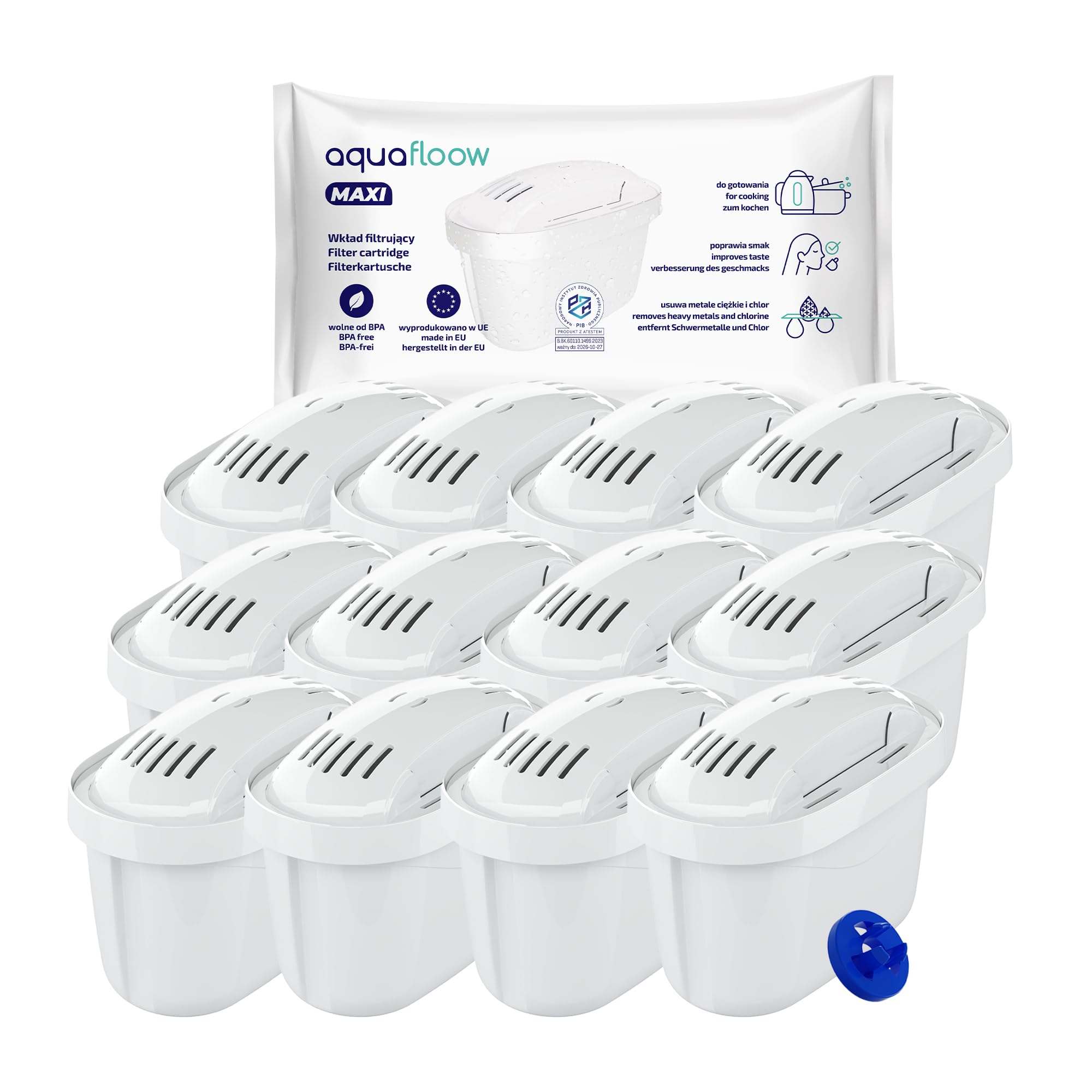 Set 12 Cartucce Filtranti Acqua Compatibili con Brita Maxtra Maxtra Pro Caraffe