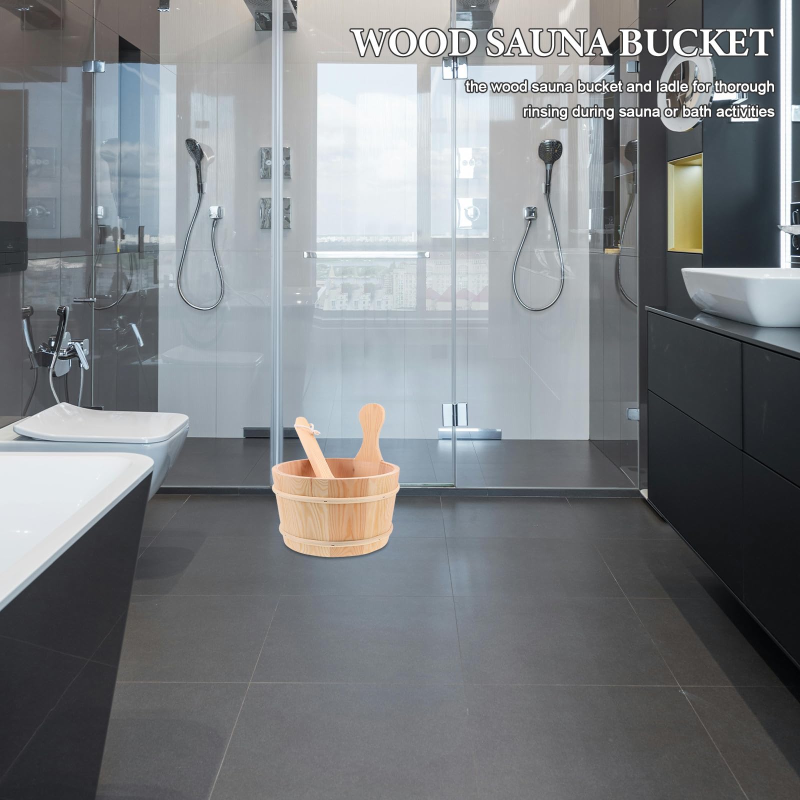YARNOW Badeeimer 4l mit Ergonomischem Griff, 1 Satz für Sauna | Naturmaterial, Beige, Leicht zu Tragen mit Stabilem Henkel, Passend für Bad und Zuhause