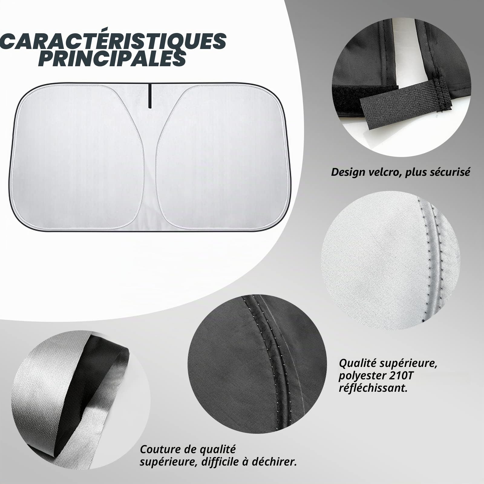 D-Lumina Pare-soleil de pare-brise pour accessoires Fo-rd Mustang 2015-2022 (ne convient pas pour Fo-rd Mustang Mach-E), pare-soleil de fenêtre avant bloquant les rayons UV, matériau pliable 210T