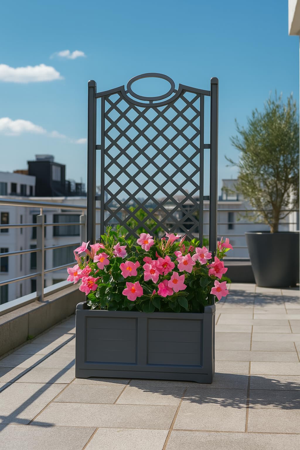 Fioriera con Spalliera da Giardino Separè in Legno 80 cm (ferro battuto)