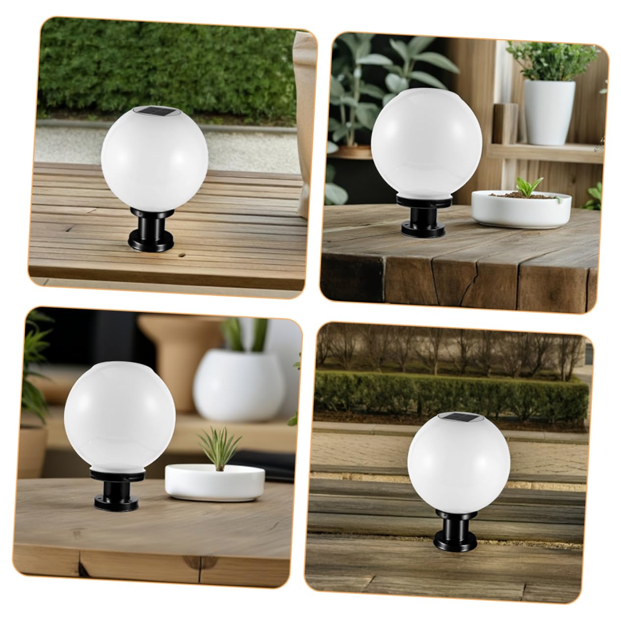Homoyoyo Lampada Solare per Pilastro Base Nera, LED, 20cm, Giardino | Acciaio Inox, Vetro e Acrilico, Sensore Crepuscolare Integrato, Resistente alle Intemperie, Vialetto