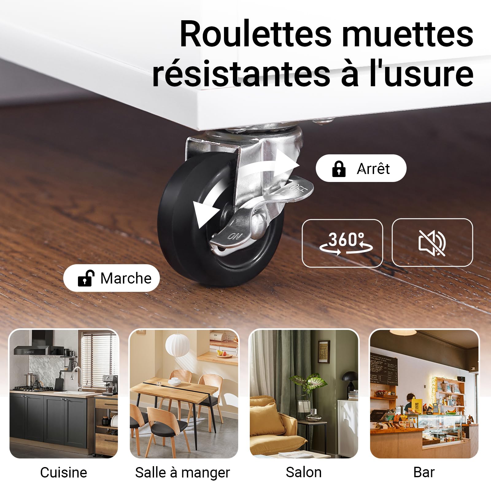 SoBuy Desserte Cuisine à roulettes freinées & Plan, 68x90x46cm, Cuisine | Meuble Cuisine avec tiroir, tablette réglable & porte-serviettes, charge 45 kg, MDF(E1), salle à manger/extérieur, FKW102-WN