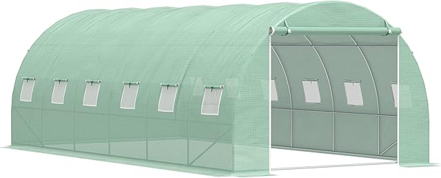 Outsunny 6L x 3W x 2H M Greenhouse Walk-in Polytunnel Outdoor Garden Flower Vegetable Planter Galvanised Steel Frame w/ Zipped Door