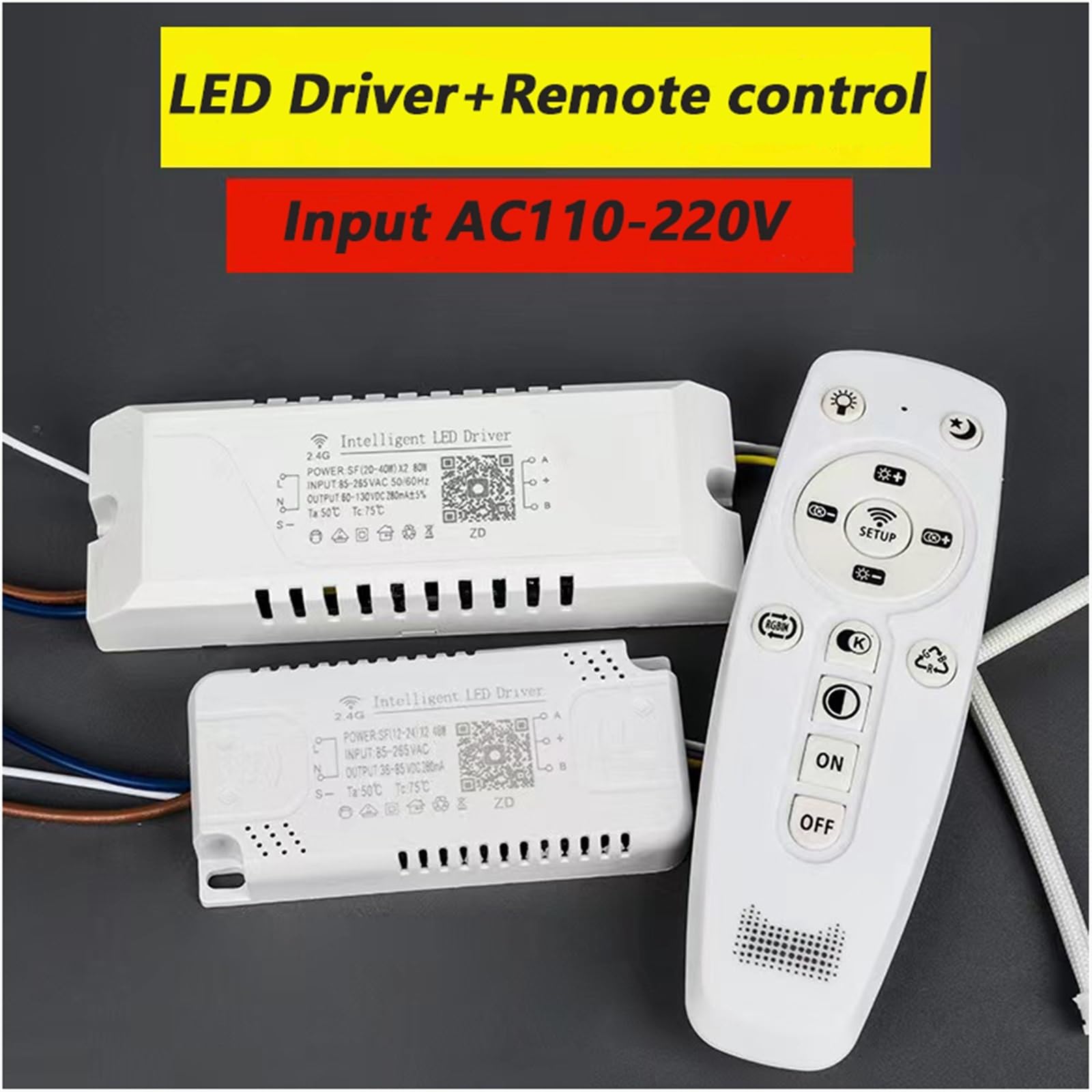Ingresso di energia AC85-265 V, controllo applicazione LED, isolamento LED, controller 2,4 G, LED intelligente, telecomando (40-60 W) X2 per colore regolabile, 1 unità (30-50 W)-2)