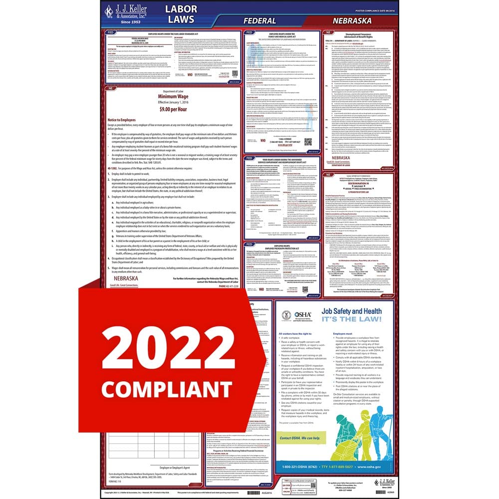 Amazon.com: Póster laminado todo en uno de Nebraska y la Ley Federal del  Trabajo 2021 (inglés, estado del NE) : Productos de Oficina