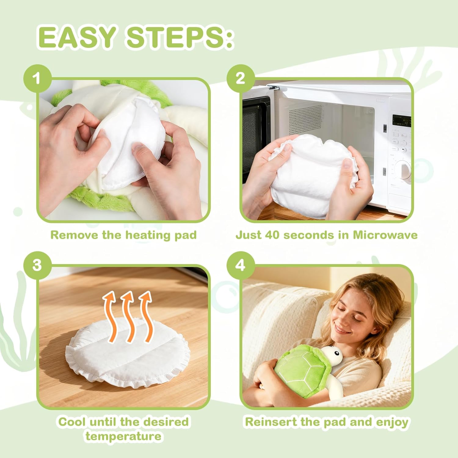 Sea Turtle Cute Microwavable Stuffed Animal Heating Pad – Plush for Period Cramp Relief, Funny Gifts for Women, Girlfriend, Daughter, Teens - Image 7