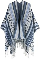 Vista 48 de Poncho chal para mujer, suéteres suaves y cálidos para mujer, parte delantera abierta, poncho de viaje para otoño, invierno y primavera