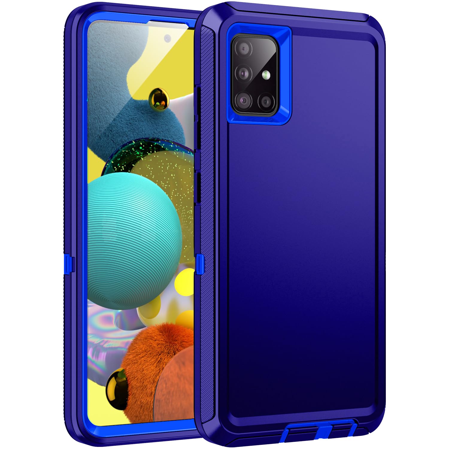 Regsunfor Galaxy A51 Case,Shockproof 3-Layer Full Body Protection [Without Screen Protector] Rugged Heavy Duty High Impact Hard Cover Case for Samsung Galaxy A51,Dark Blue