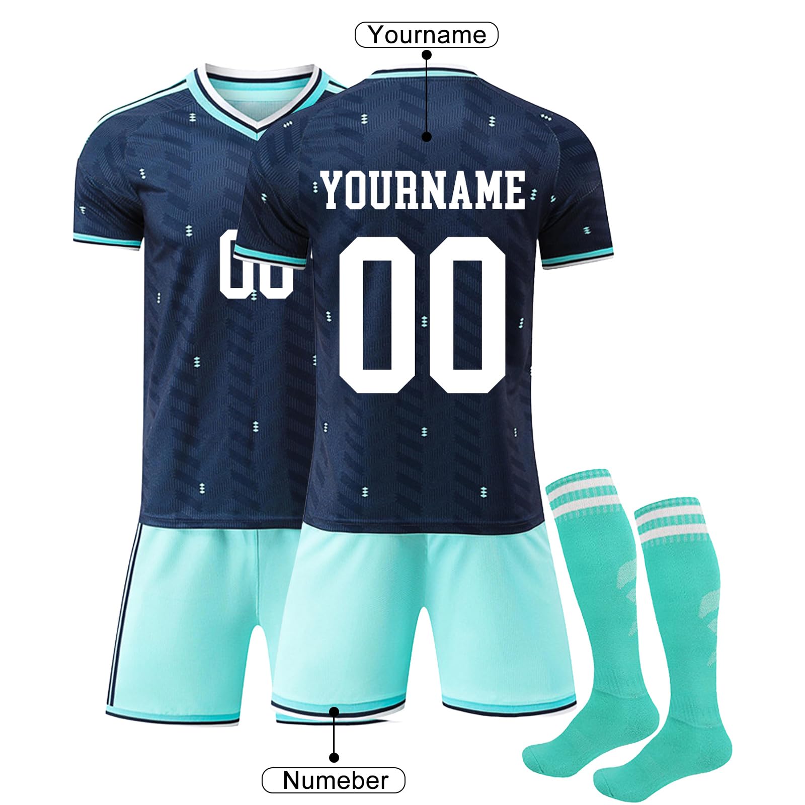 Deutschland Trikot Kinder WM 2026 Personalisiert Trikot+Short mit Eigenem Namen/Nummer für Herren/Kinder, Männer Fussball Jungen Mädchen, T-Shirt, Shorts and Socks Outfit - 3