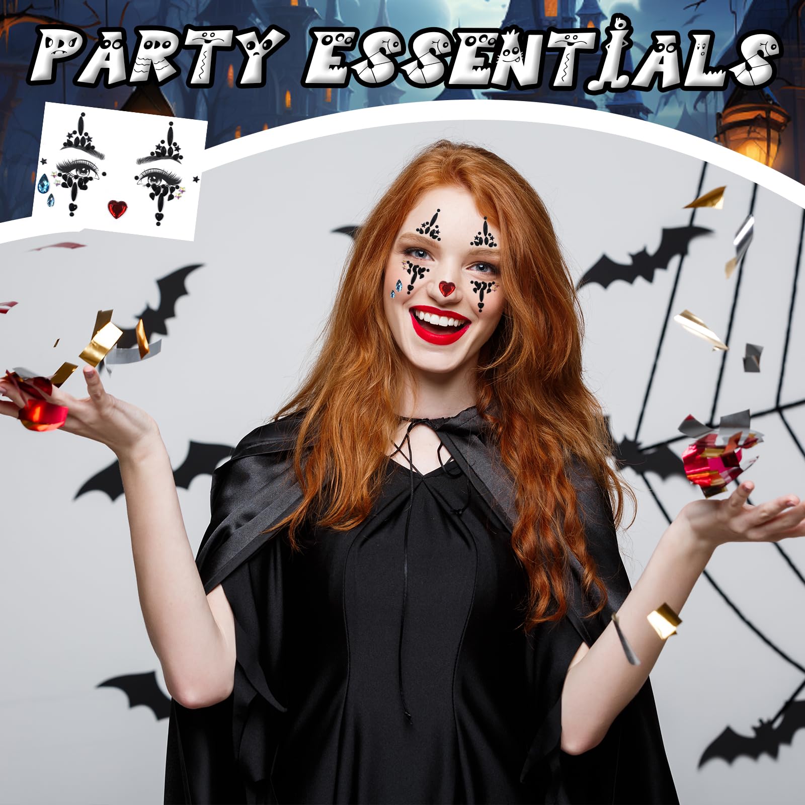 Kodepro 5 Pcs Women Clown Costume Accessories Set, Funny Fancy Dress Kit With Wigs, Temporary Face Tattoo, Bow Tie - Image 4