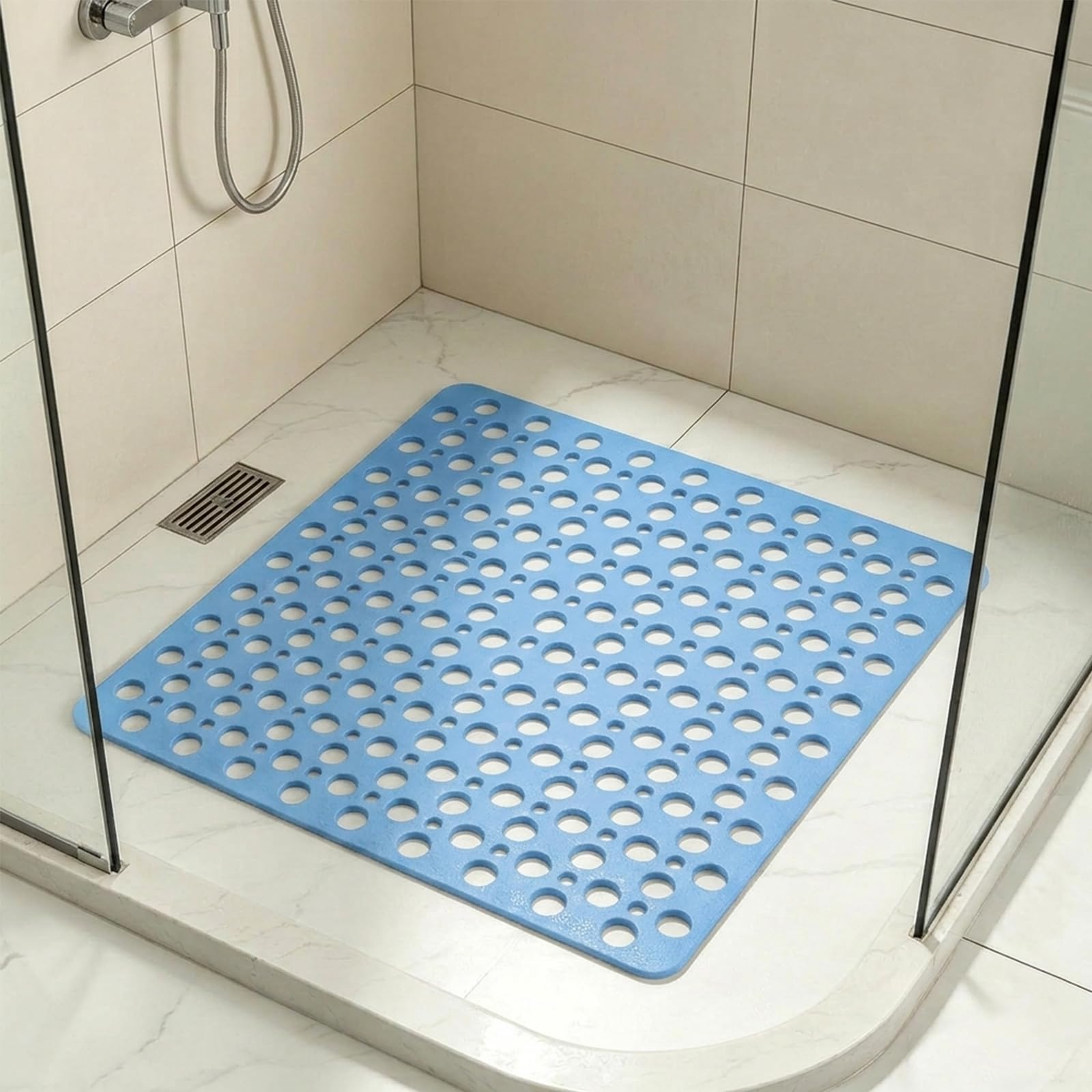 Photo 1 of Casa and Beyond Shower Mat, Secure Shower Mats Easy to Clean, Showers Mat with Suction Cup, Washable Non-Slip Bathtub Mats for Inside Showers (Blue,20.9 * 20.9 in)