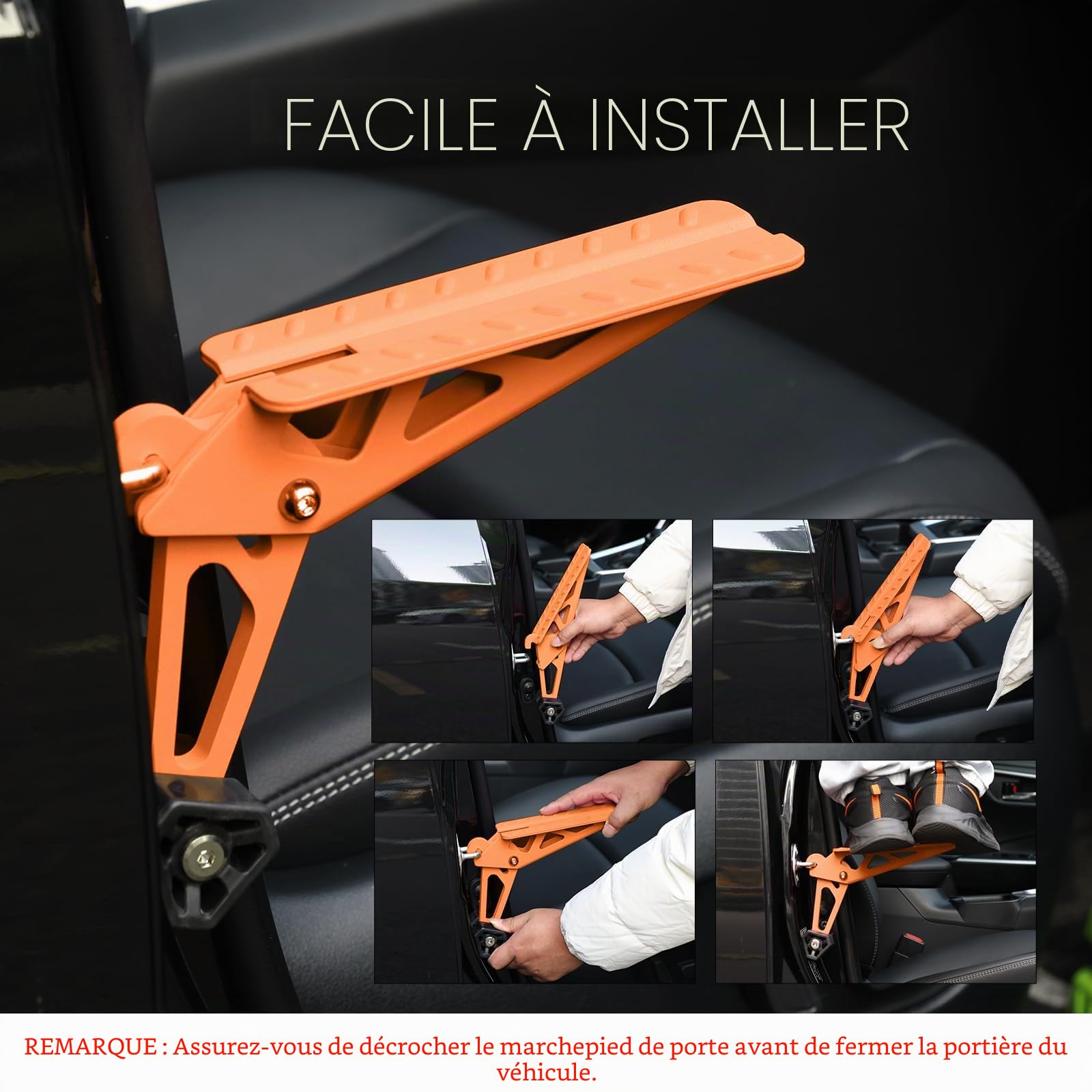 COWVIE – Marchepied pliable pour portière de voiture, accès au toit de la plupart des voitures des SUV et camions, orange