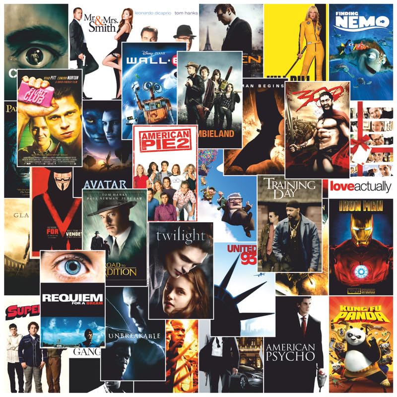 Image of POSTERONN Movie Wall Collage Kit Set of 54 Aesthetic 4x6 Inch Film Posters Vintage and Modern Cinema Wall Art Prints for Bedroom Living Room Office Dorm Decor Cardstock Photo Gallery Set