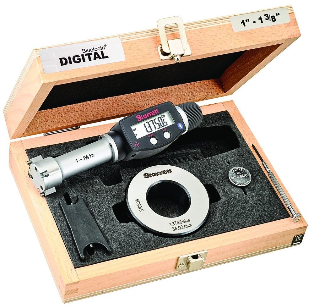 Starrett 770BXTZ-138 Electronic Digital Internal Bore Micrometer with Bluetooth, SPC Output, 1-1-3/8" Range, 0.00005" / 0.001mm Resolution