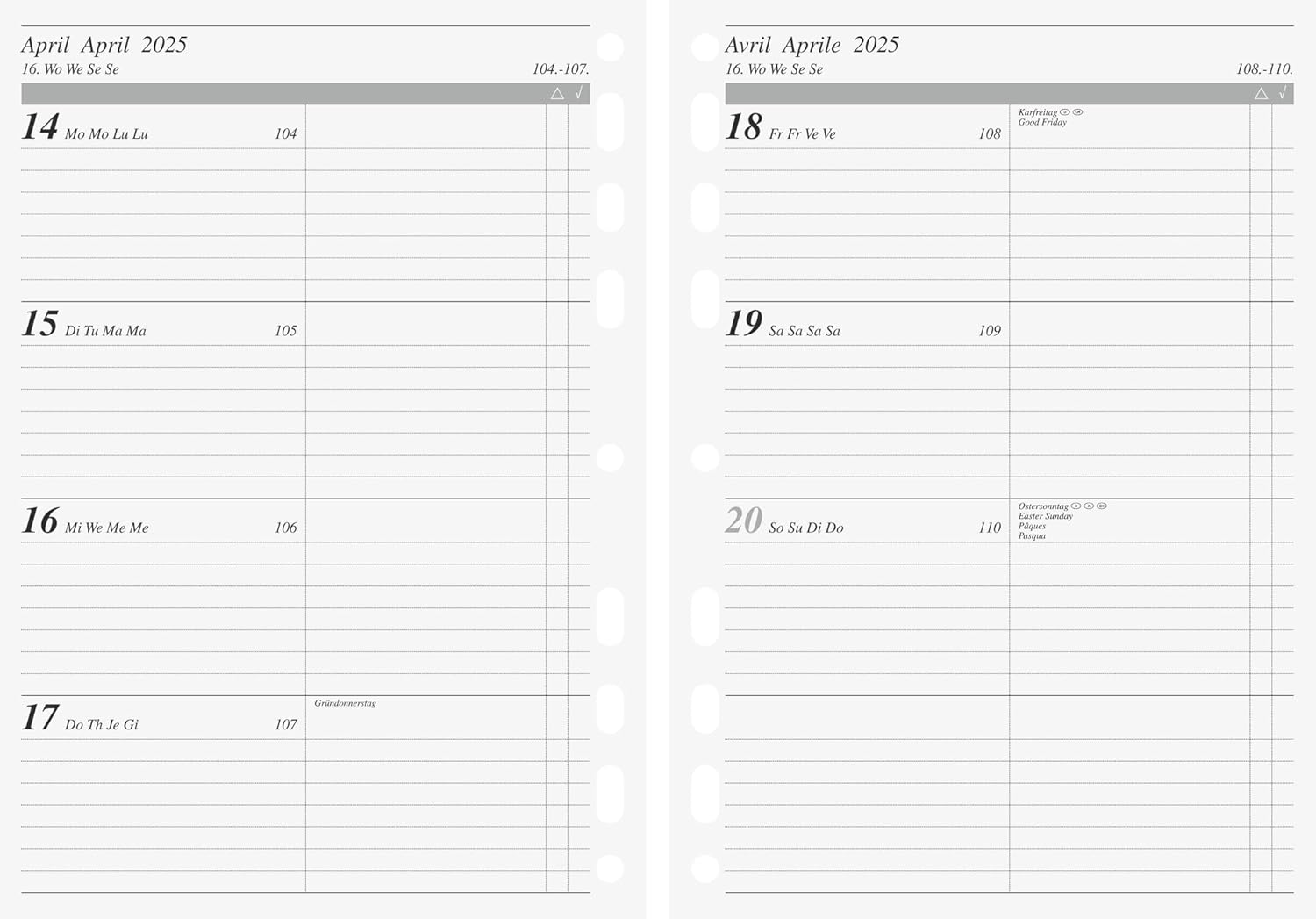 rido/idé Weekly Calendar Time Planner Work (2025), 2 Pages = 1 Week, A5, 112 Pages, Black