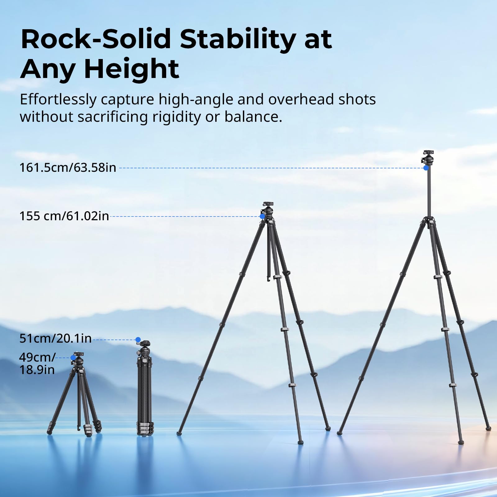 SMALLRIG Trípode portátil de Viaje para fotografía, trípode Compacto de Fibra de Carbono, soporta hasta 5 kg, rótula Suave con Disparo Vertical de 90°, Columna Central Reversible de 180° - 5876