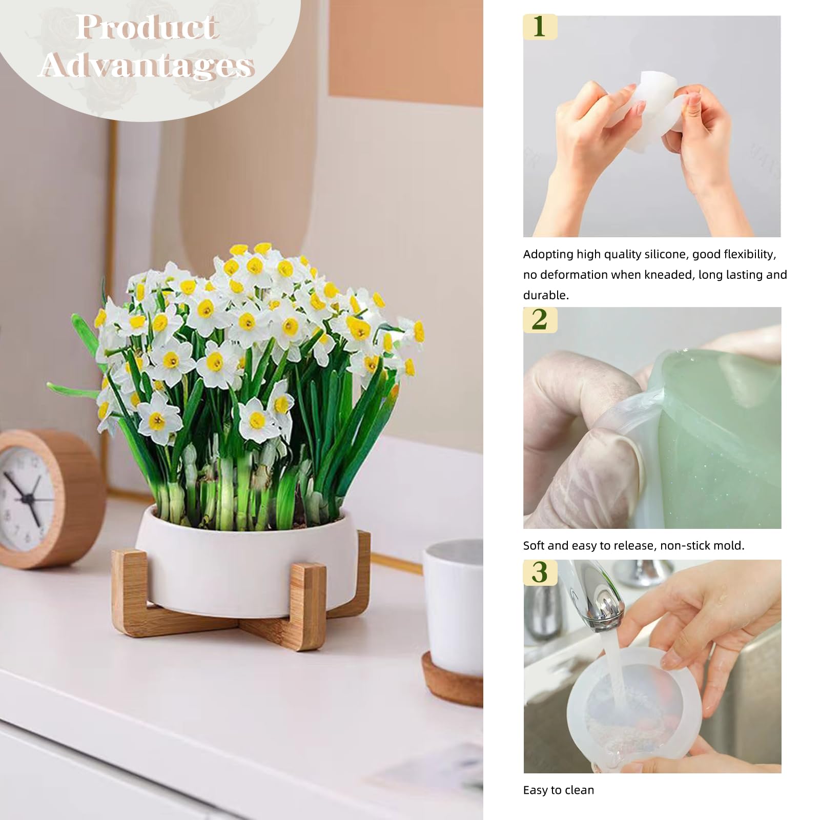 Epoxyhars Mallen Siliconen Mal Vaas Gietvormen Cement Bloempot Hars Vormen Bloemenvaas Beton Gietvorm voor Schimmel Maken van Vazen Penhouder Huishoudtextiel