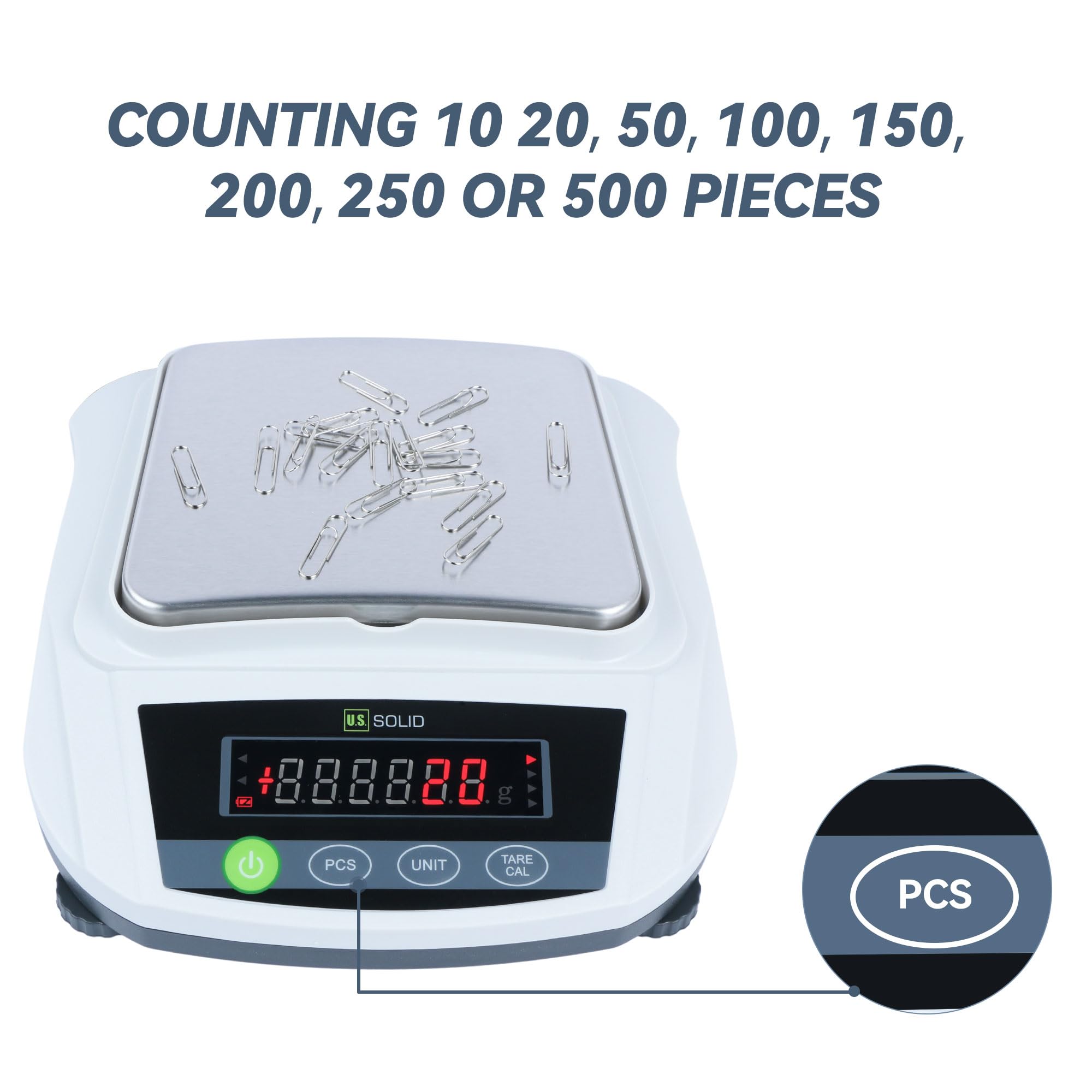 U.S. Solid Báscula digital para laboratorio, 2000 g x 0,01 g, báscula de análisis de precisión, para cocina, joyas, farmacia, pesaje - fuente de alimentación AC/DC